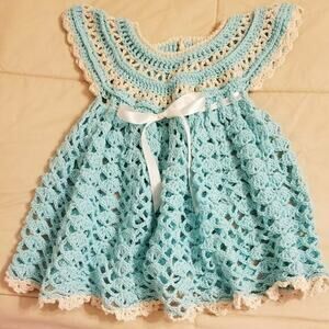 Baby Girl Dress Handmade Crochet - Peruvian Cotton - 12 Month